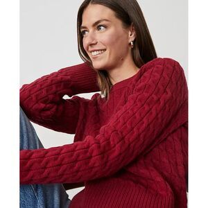 Ann Taylor Factory Store Red Wool cable‎ knit sweater size XS